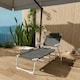 image 8 of Outsunny Folding Sun Lounger with 4-Level Backrest & Headrest, Charcoal Grey 