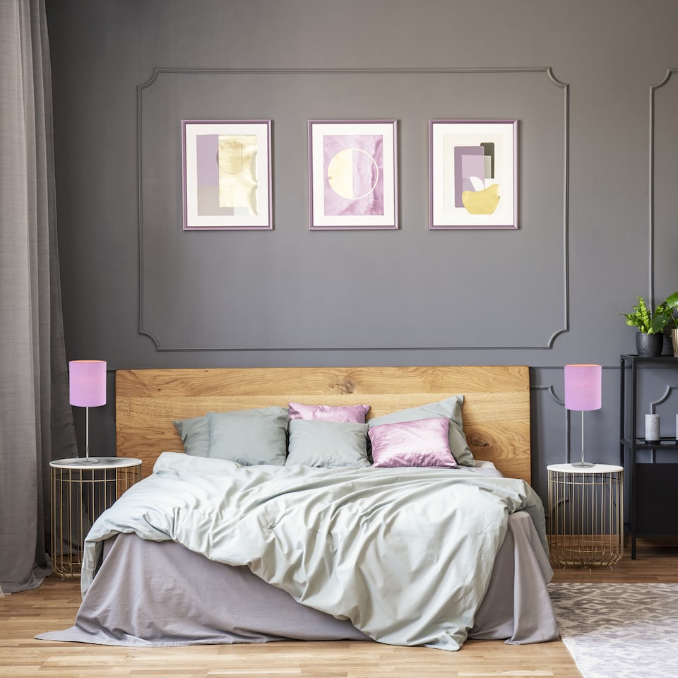 image 1 of Contemporary and Elegant Soft Lilac Linen Fabric 18cm High Cylinder Lamp Shade | Purple