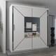 image 2 of Modern Geometric Mirror Sliding Door Wardrobe 180cm | White/Black/Grey 2-Door Bedroom Cabinet White | White180cm