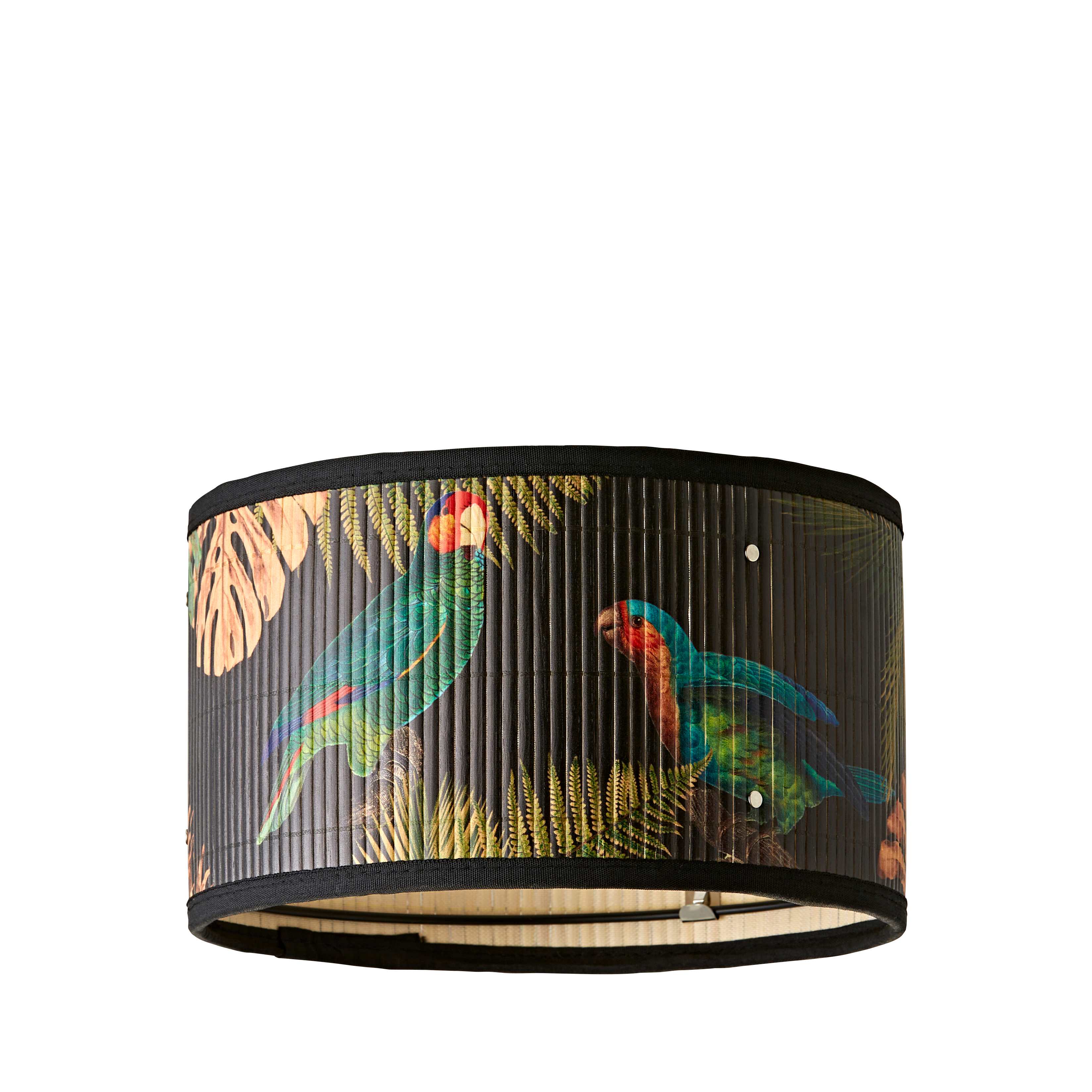 ValueLights Daintree Bamboo Dark Jungle Drum Easy Fit Light Lamp Shade with Bulb in Natural | Size: Small