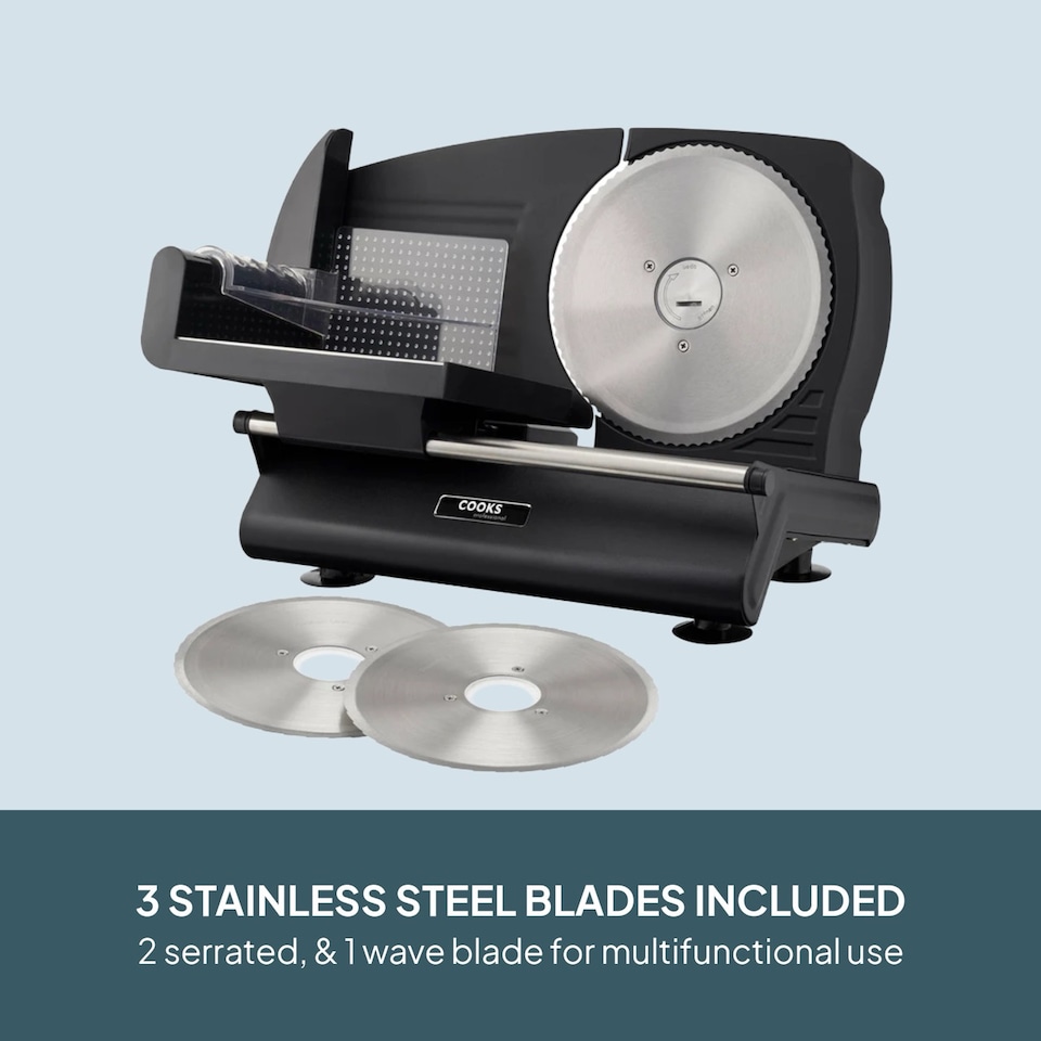 image 1 of Cooks Professional Electric Food Slicer Machine for Bread Meat Cheese Vegetables 150W