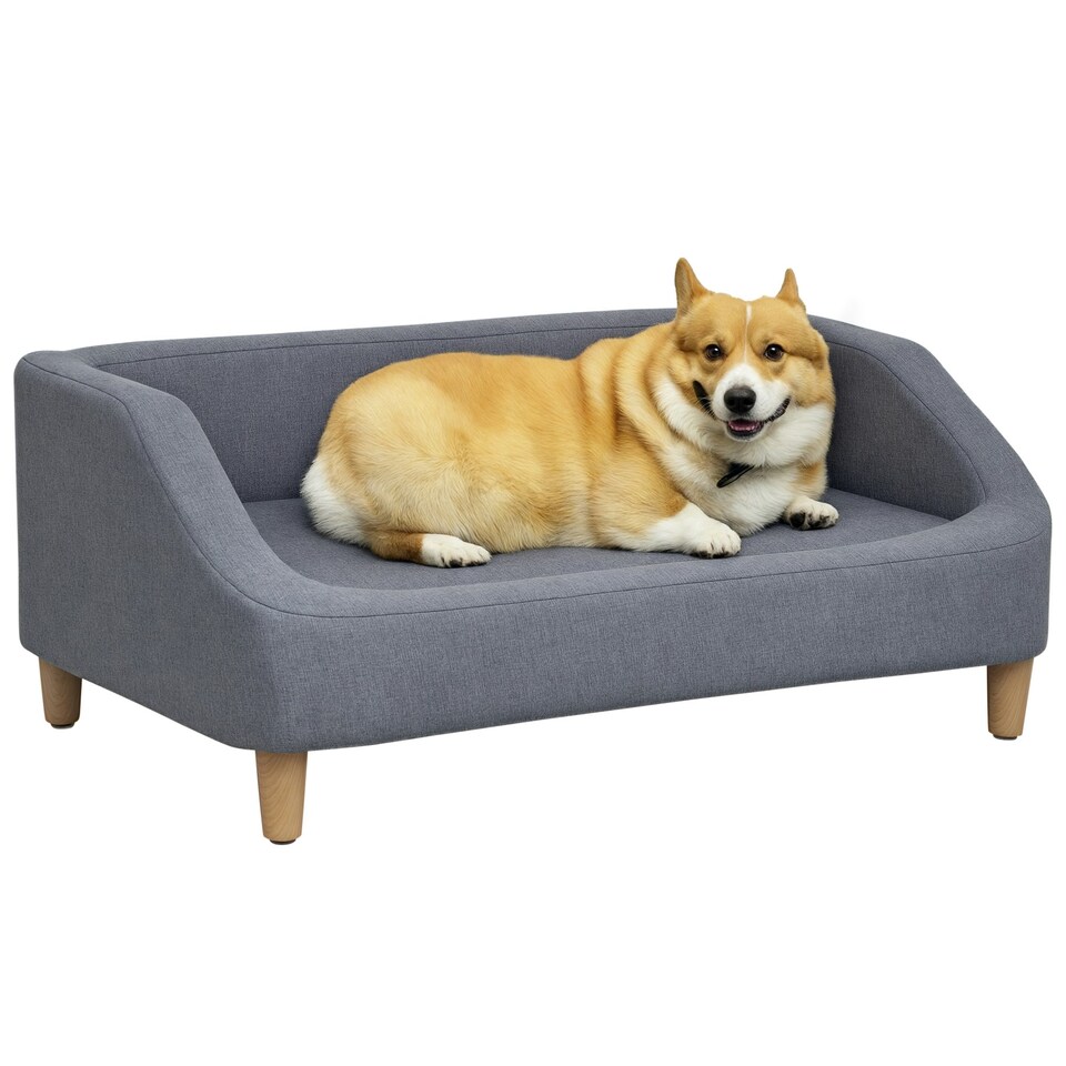 image 1 of PawHut Dog Sofa Bed Cat Sofa w/ Soft Cushion for Small Medium Large Dogs Grey
