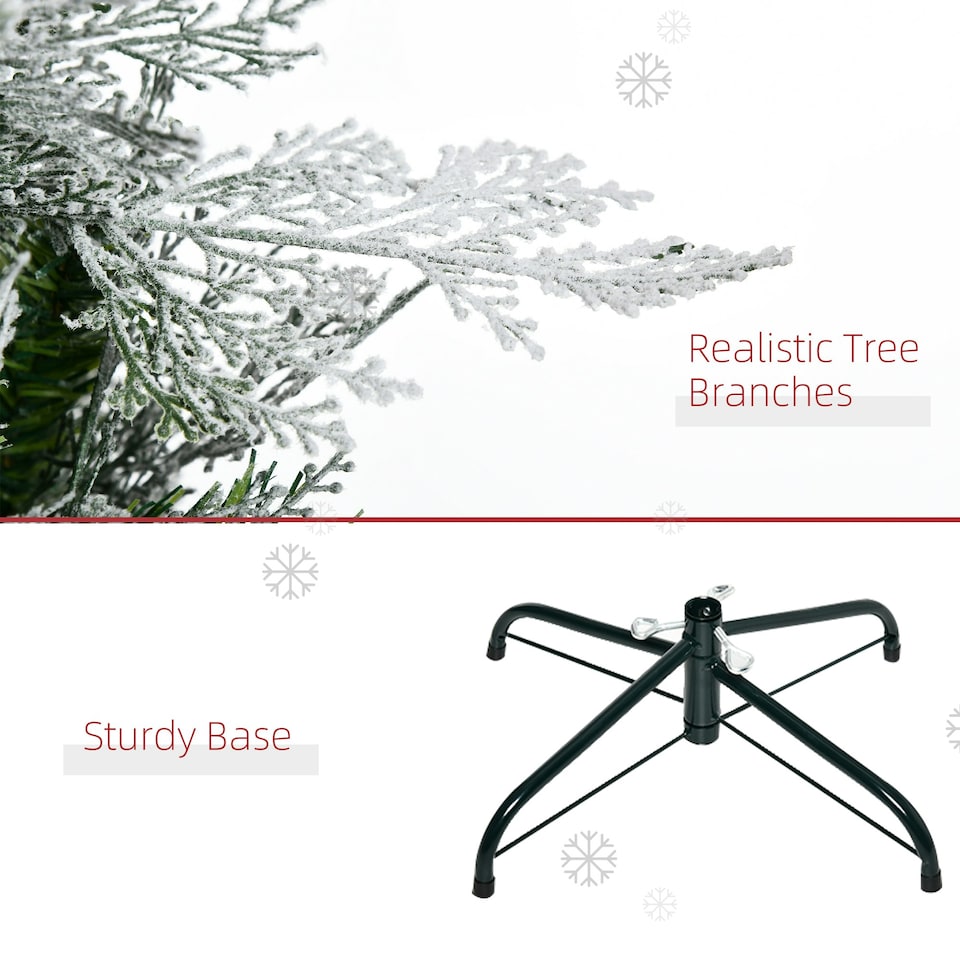 image 1 of HOMCOM 6 Foot Snow Flocked Artificial Christmas Tree Holiday with Pencil Shape