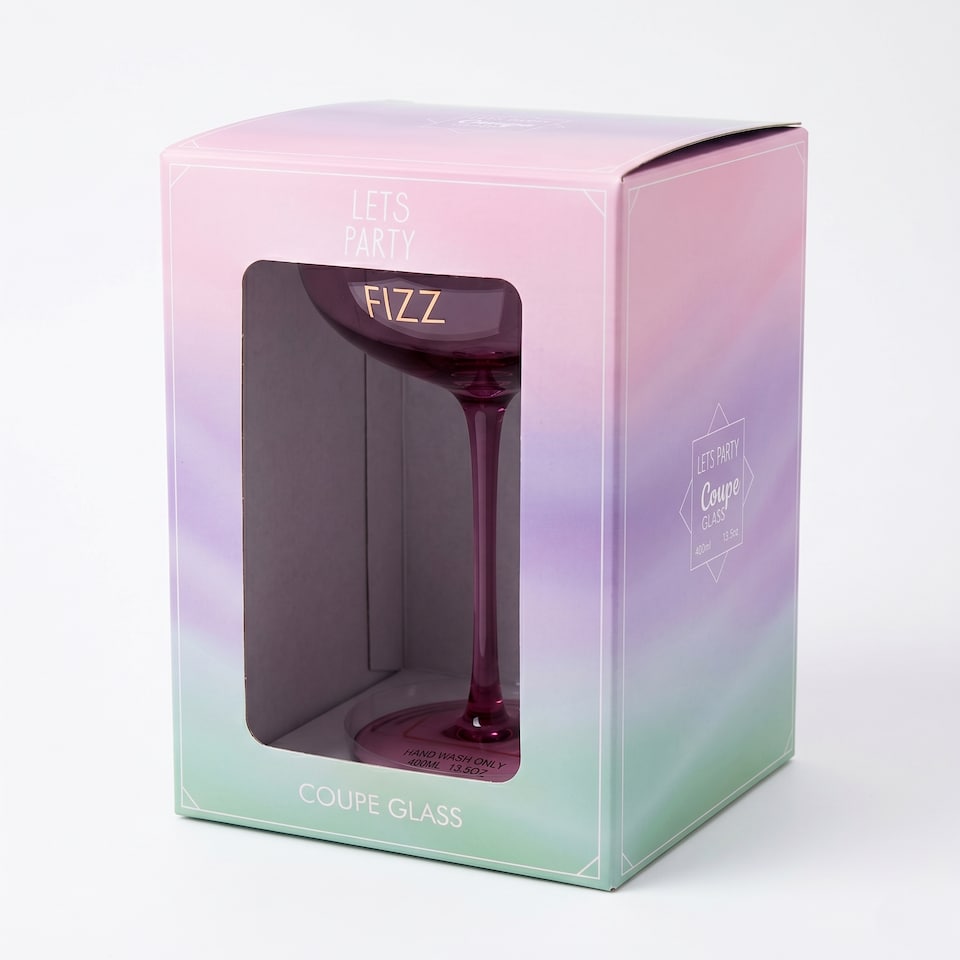 image 1 of Lesser & Pavey Novelty Pink Coupe Cocktail Glass - Let's Get Fizzy