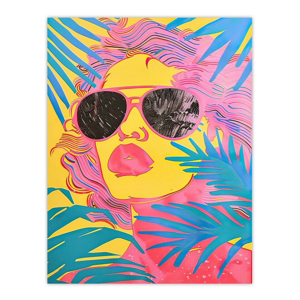 image 1 of Malibu Woman Shades Portrait Tropical Home Decor Black Framed Wall Art Print A4