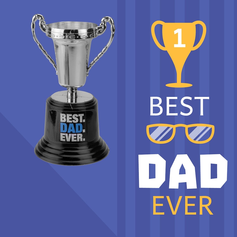 image 1 of vfm-estore Best Dad Trophy Silver 13 cm - Fathers Day & Birthday Gift
