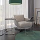 image 3 of 2Pc Round Nesting Stackable Sofa Side Bedside End Table Set Wood Top Metal Legs | Multi | Black Marble Top with Chrome Legs