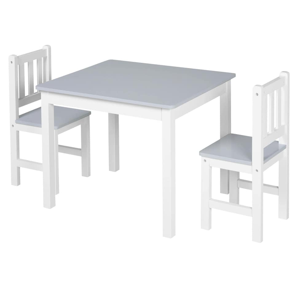 image 1 of HOMCOM Kids Table and 2 Chairs Set 3 Pieces Toddler Multi-usage Desk Indoor Grey | Grey