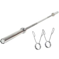 Modern Fitness 6ft Olympic Barbell 12kg 1.8m Space-Saving Steel Weightlifting Bar with Spring Collars 28mm Professional Grip