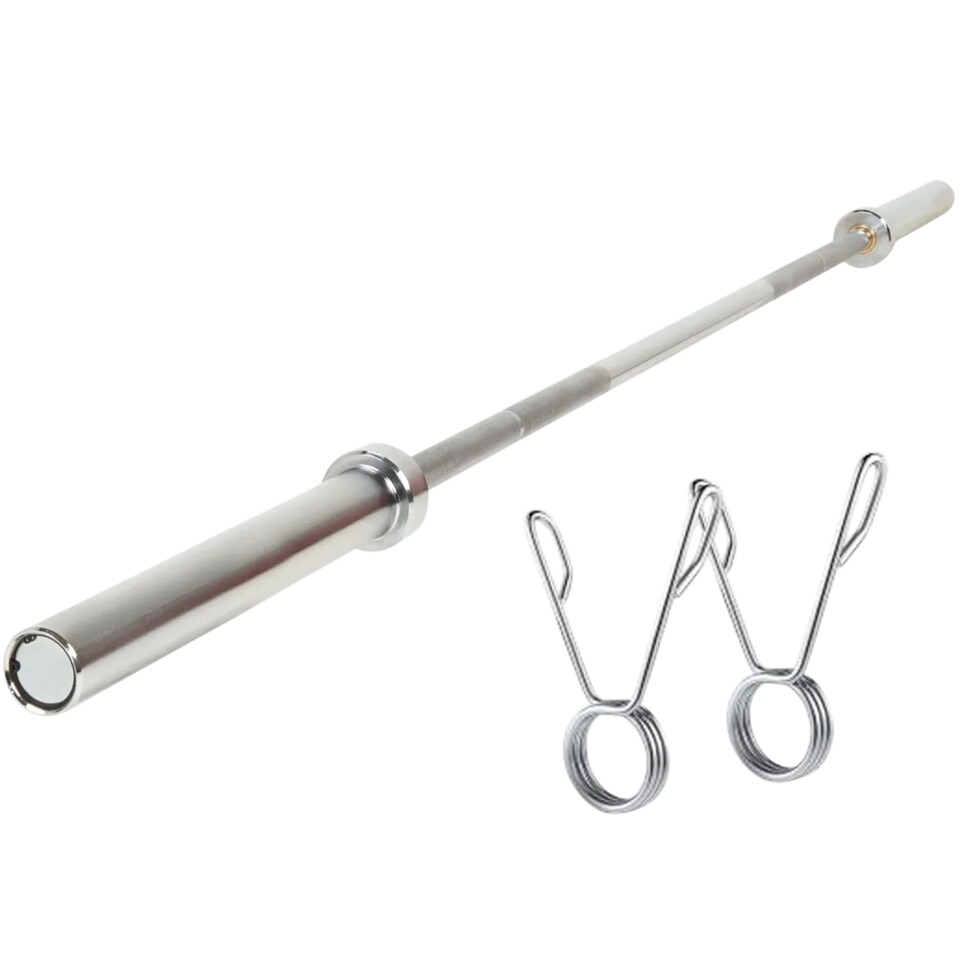 Modern Fitness 6ft Olympic Barbell 12kg 1.8m Space-Saving Steel Weightlifting Bar with Spring Collars 28mm Professional Grip