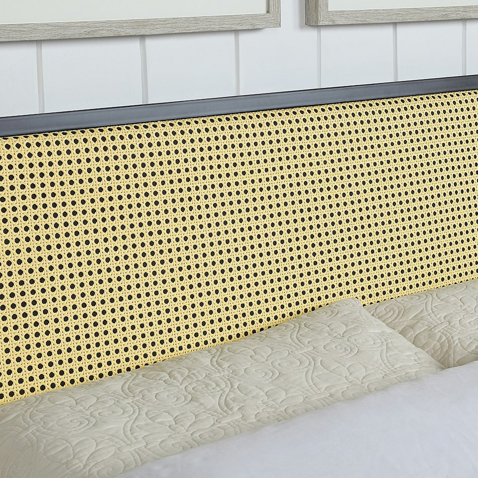 image 1 of Cheshunt Black Metal Rattan Headboard Bed Frame (Double) | Black | Black | Double