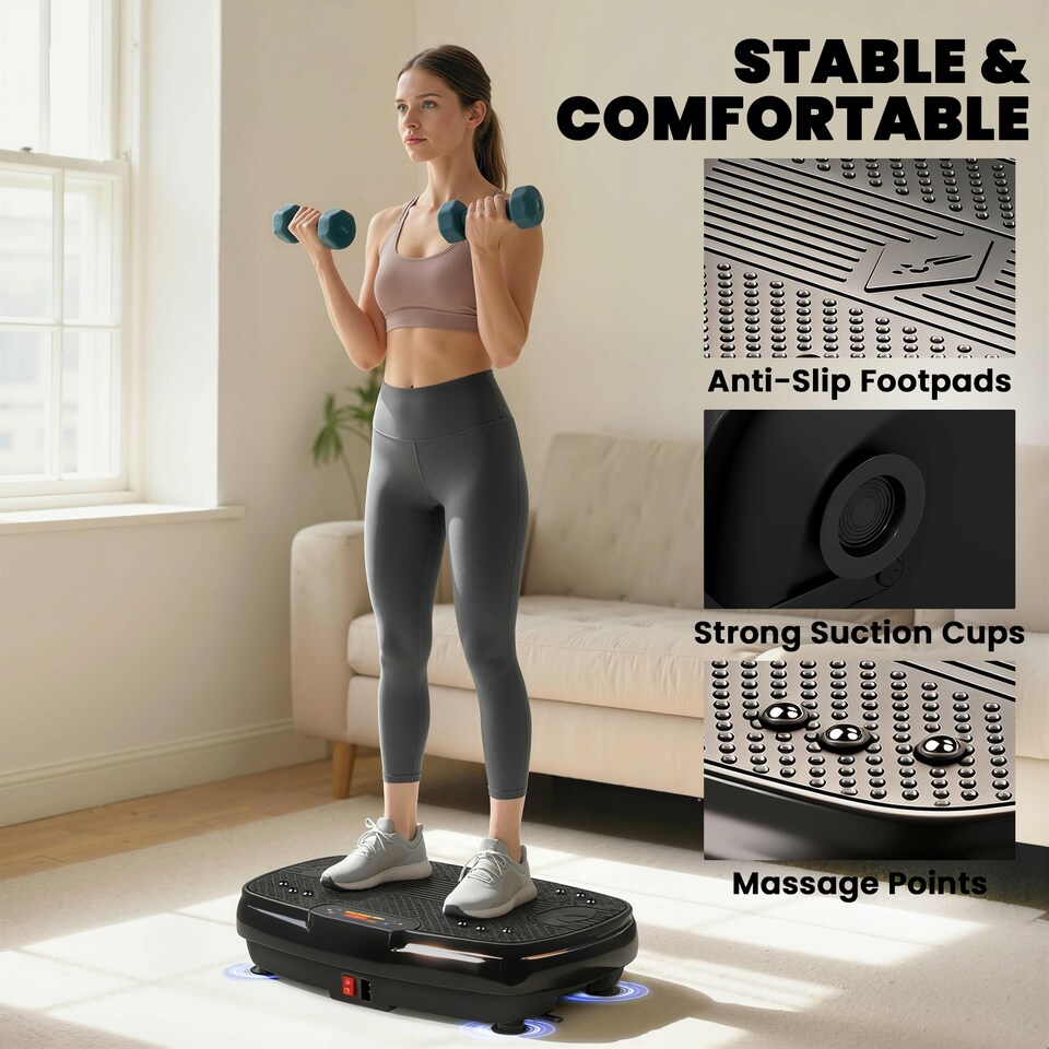 image 1 of SPORTNOW Vibration Plate Exercise Machine with 120 Speed Levels, 5 Programs | Black | Glossy black | 52.4L x 31W x 12H cm