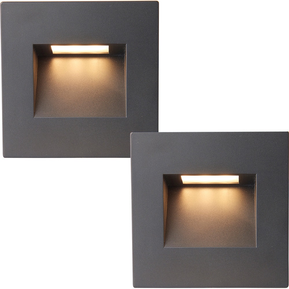 Loops 2 PACK Square Outdoor Pathway Guide Light - 1.5W Indirect CCT LED - Black Pc