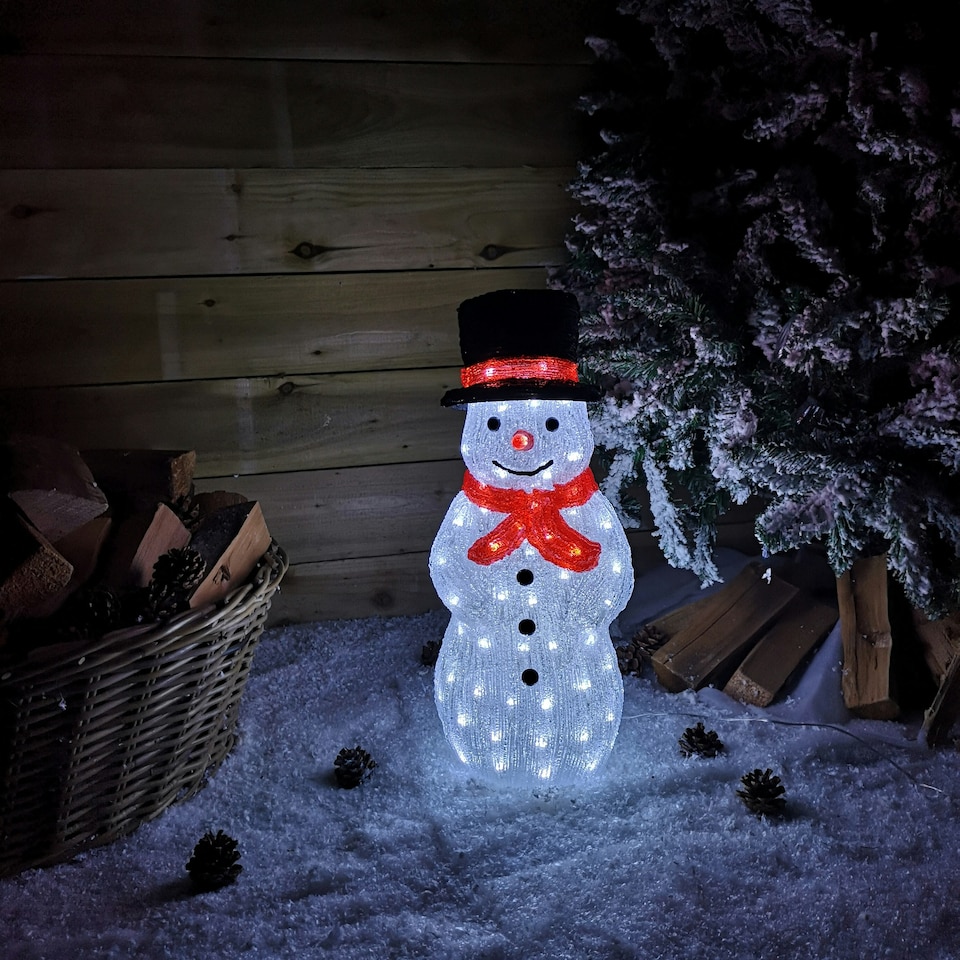 image 1 of 53cm 100 LED Acrylic Snowman Indoor Outdoor Christmas Decoration