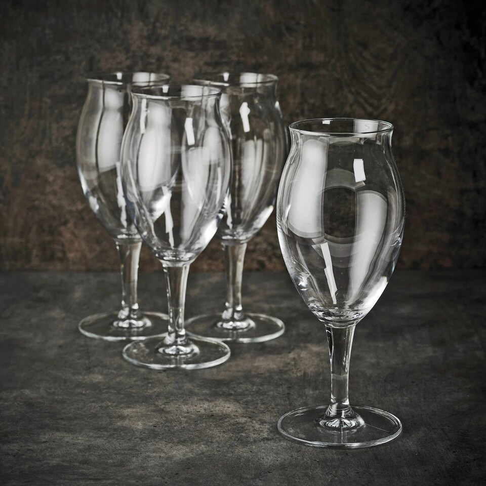 image 1 of 410ml Stemmed Beer Drinking Glasses Lager Stout Porter Bar Glass Goblets | Clear | Clear | Set of 8 | 8