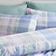 image 3 of OHS Watercolour Check Reversible Microfibre Duvet Cover Bedding Set | Blue | Double