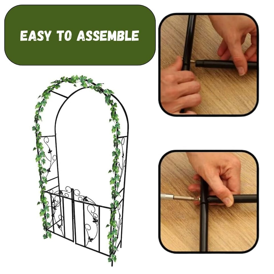 image 1 of Marco Paul 2.1m Steel Frame Garden Arch With Gate