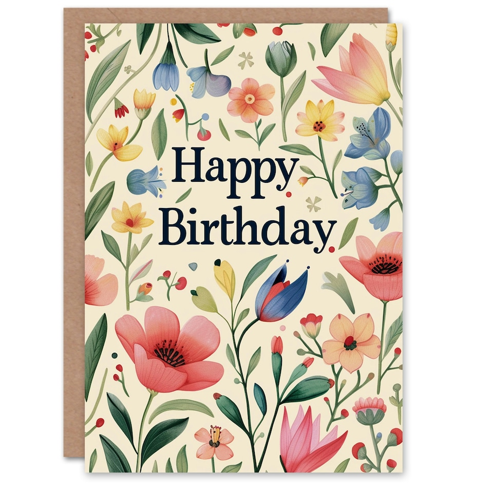 image 1 of Floral Pattern Flower Botanical Illustration Her Birthday Card