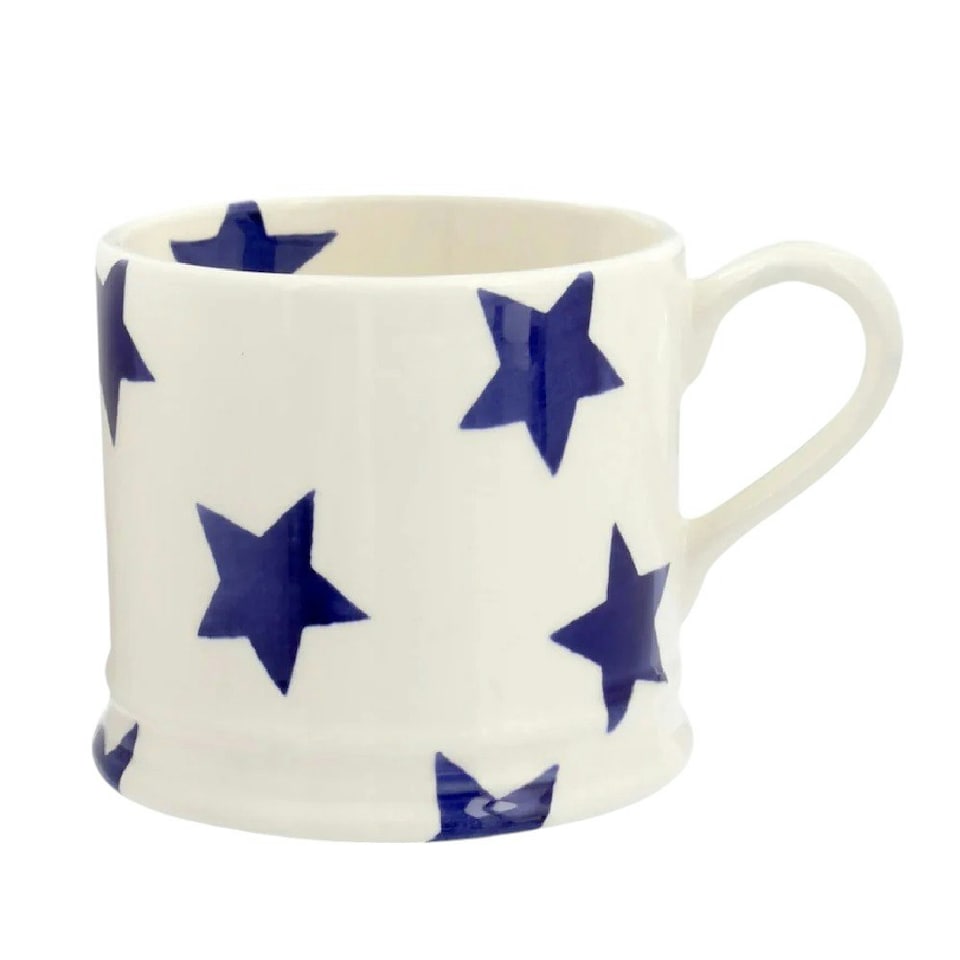 image 1 of Mug: 1 x 175ml Emma Bridgewater Blue Star Mug, Ceramic White