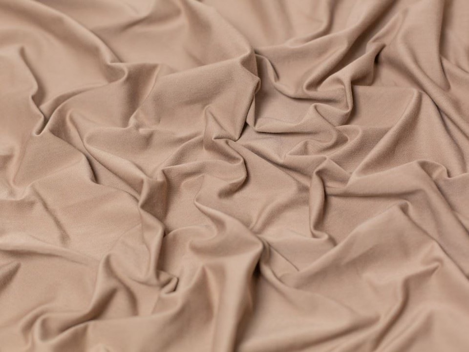 Minerva Core Range Beige Cotton Lycra Jersey Stretch Knit Fabric for Dressmaking, 150cm / 59" Wide - per metre