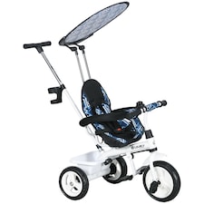 HOMCOM Trike, 6 in 1 Tricycle for Kids, Baby Trike with Push Handle, Removable Canopy, 5-Point Seat Harness, Storage Basket, for 18Months -5 Years, Blue