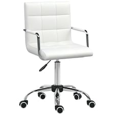 Vinsetto Mid Back Home Office Chair Swivel Computer Chair with Armrests, White