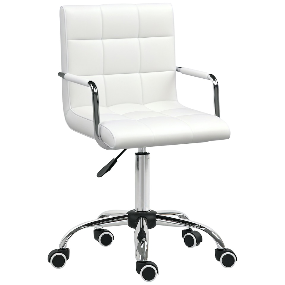 image 1 of Vinsetto Mid Back Home Office Chair Swivel Computer Chair with Armrests, White