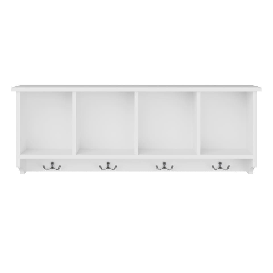image 1 of Kempton Shoe Bench & Wall Rack | White | White