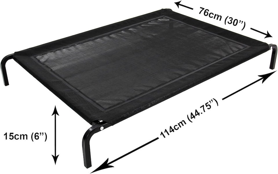 image 1 of Actiaspet - Black Waterproof Elevated Mesh Dog Bed | Raised Pet Cot with Steel Frame (Large)