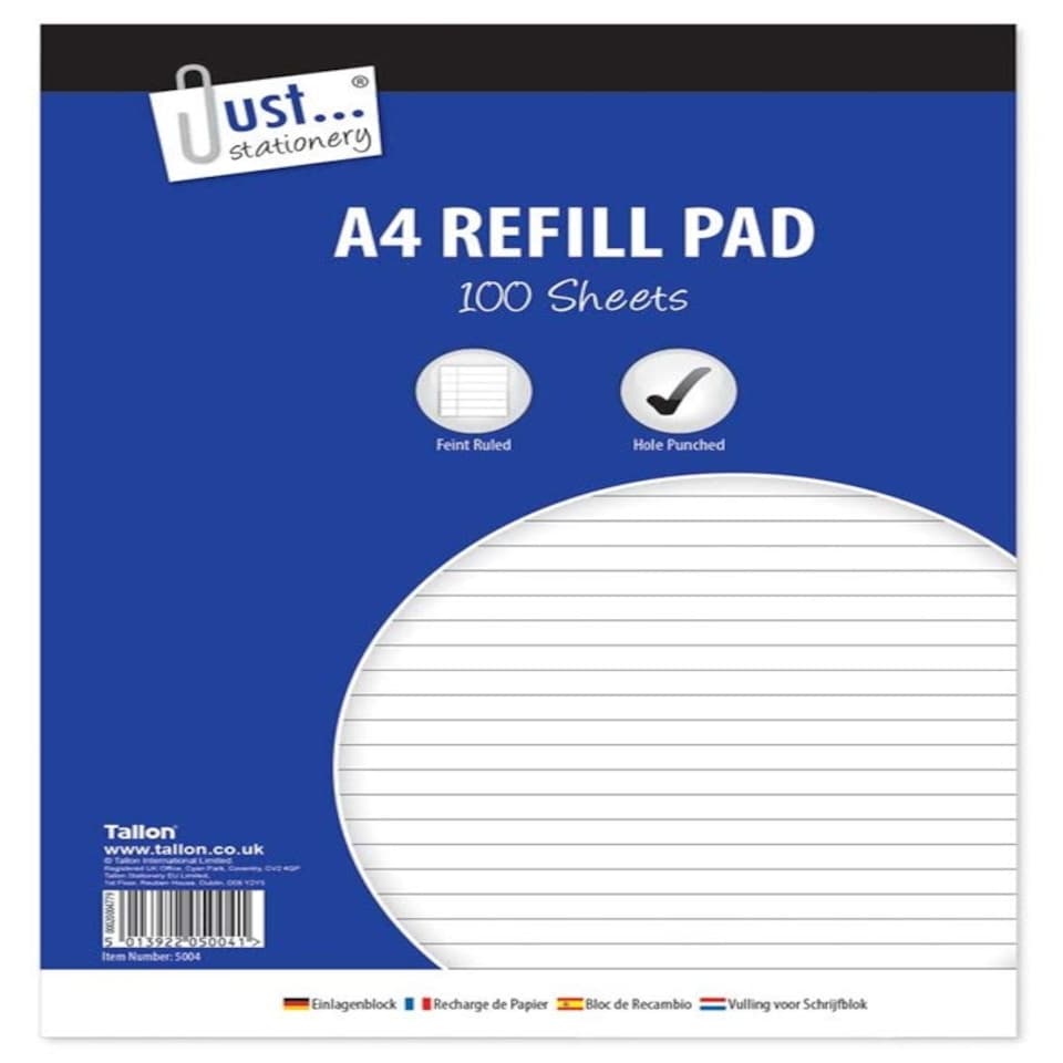 image 1 of Just Stationery 100 Sheet A4 Refill Pad