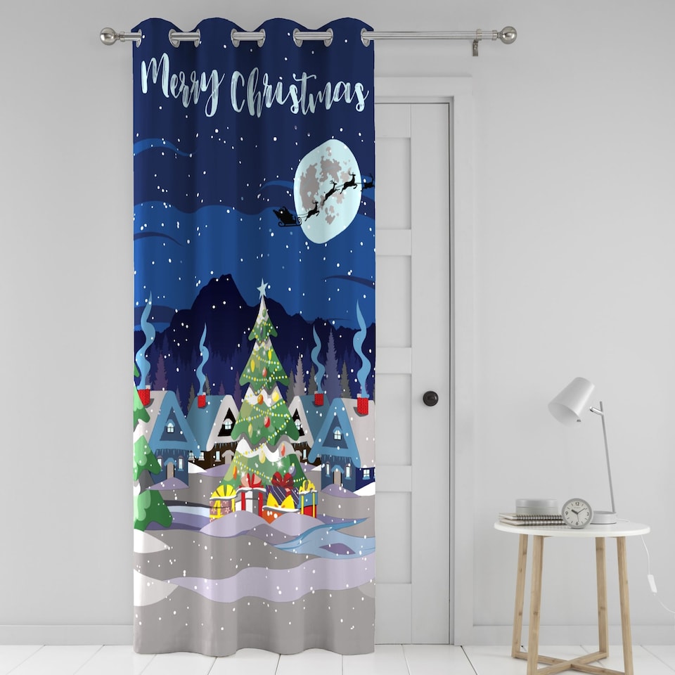 image 1 of Bedlam Glow In The Dark Eyelet Single Panel Door Curtain Multi