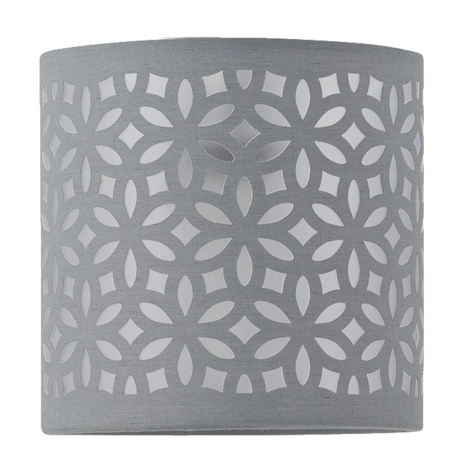 image 1 of First Choice Lighting Set of 2 Grey Laser Cut 15.5cm Table Lamp Shades Grey