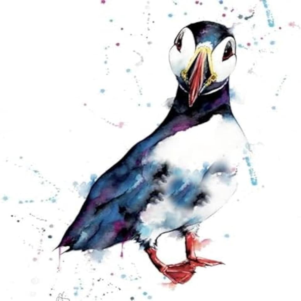 image 1 of Puffin Wildlife Greeting Card - By Artist Lizze Grant