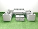 image 2 of Fimous Rattan Garden Furniture Set Outdoor 8 Seater Patio Dinin g Sofa Sets with Dining Table 2 Chairs 2 Small Footstools Light Grey Mixed