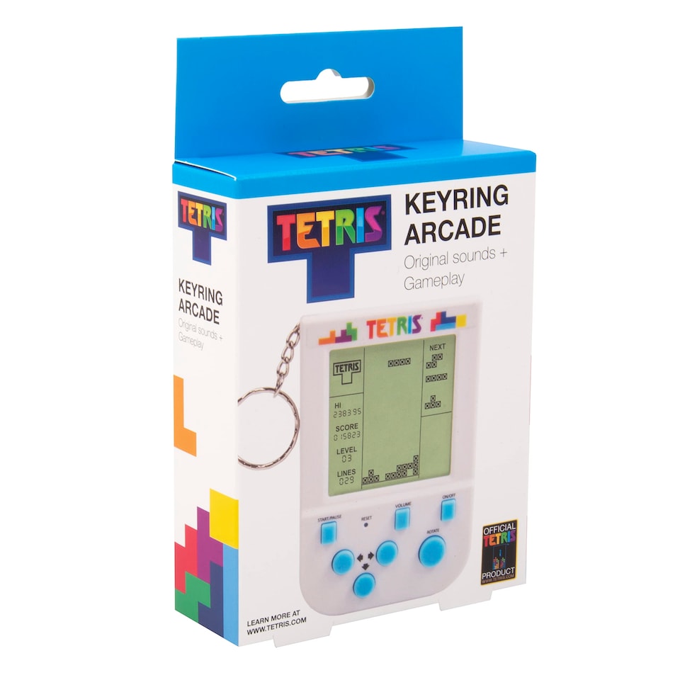 image 1 of Tetris Keyring Handheld Arcade Game with LCD Screen & 2 Game Modes