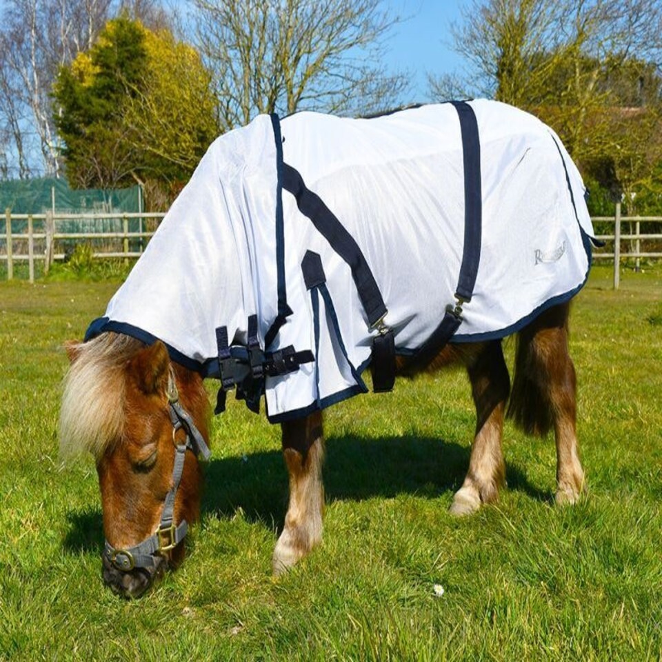 image 1 of Rhinegold Mini Fly Rug with Detachable Neck Cover White | Colour: White
Size: 3ft 6