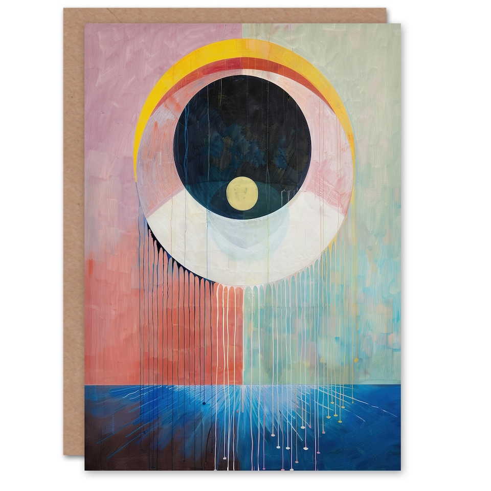 image 1 of Abstract Circle Eye Dripping Modern Him Her Birthday Card