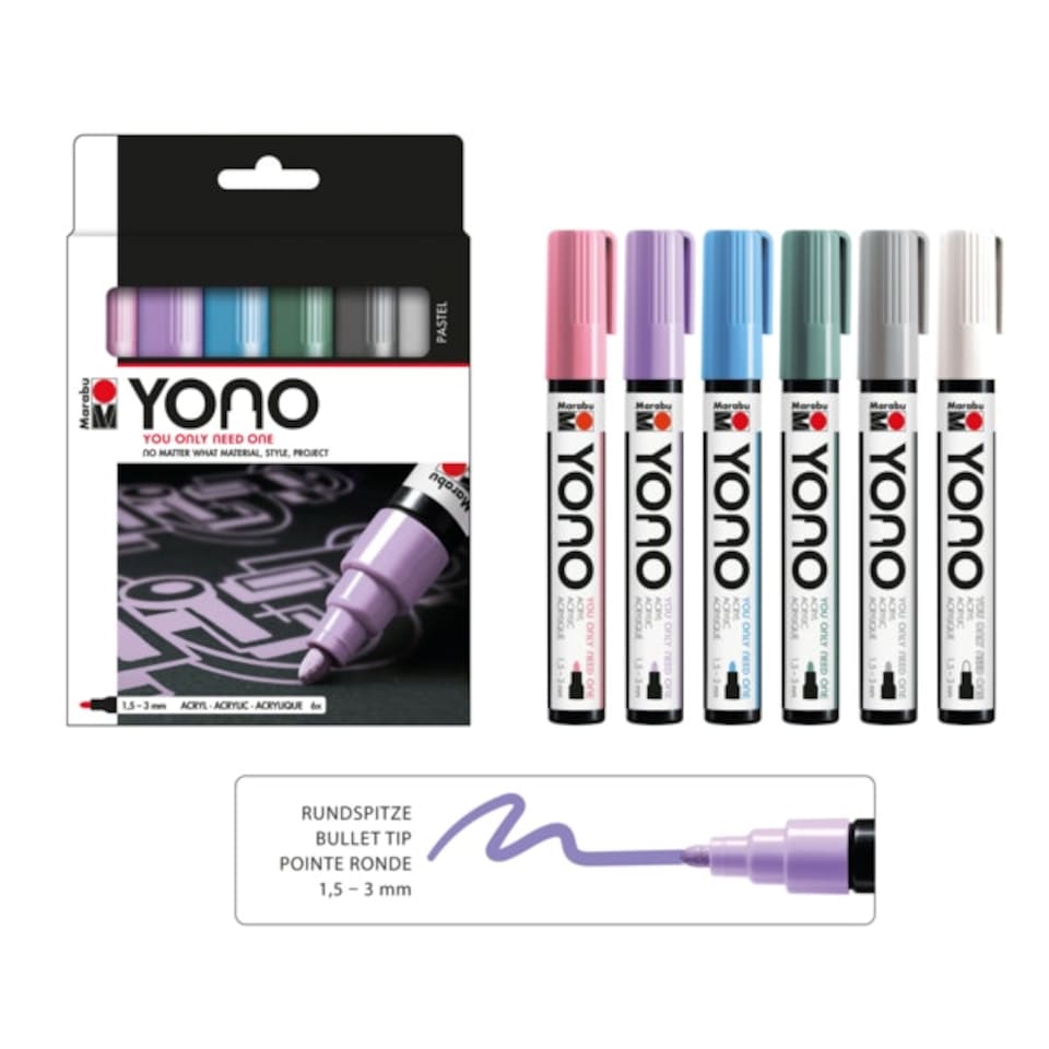 image 1 of Marabu Yono Marker Pen, Pastels, Pack Of 6