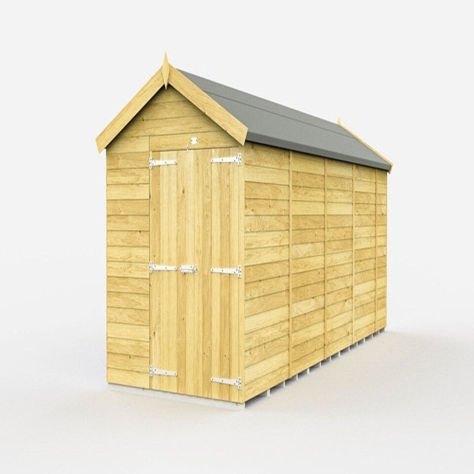 image 1 of 6 x 18 Feet Apex Shed - Double Door Without Windows - Wood - L533 x W175 x H217 cm Brown