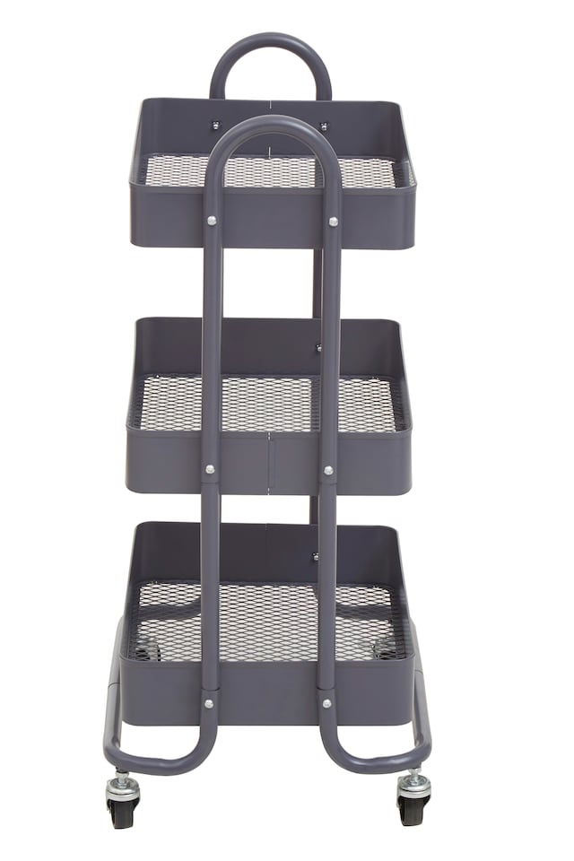 image 1 of Orsina Three Tier Grey Trolley, Swift Mobility Of Drinks Trolley, Lightweight And Compact Storage Garden Trolley