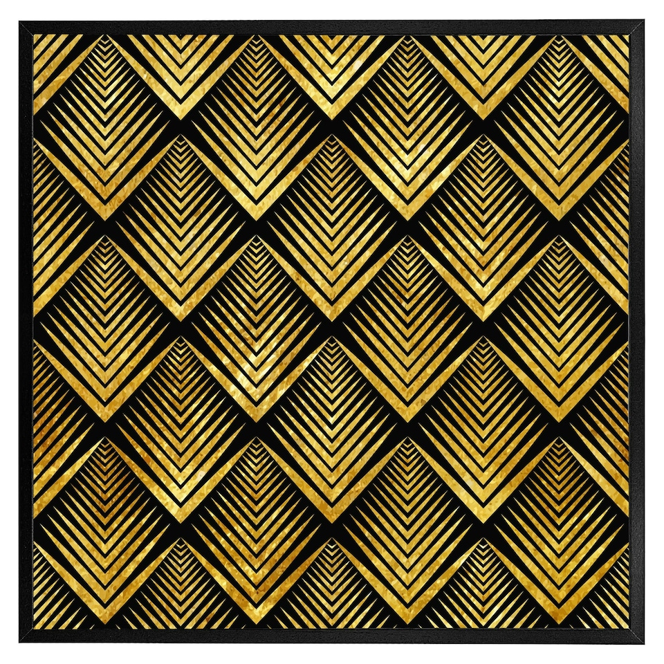 image 1 of Golden geometric flower pattern (Picutre Frame) Grey | L
