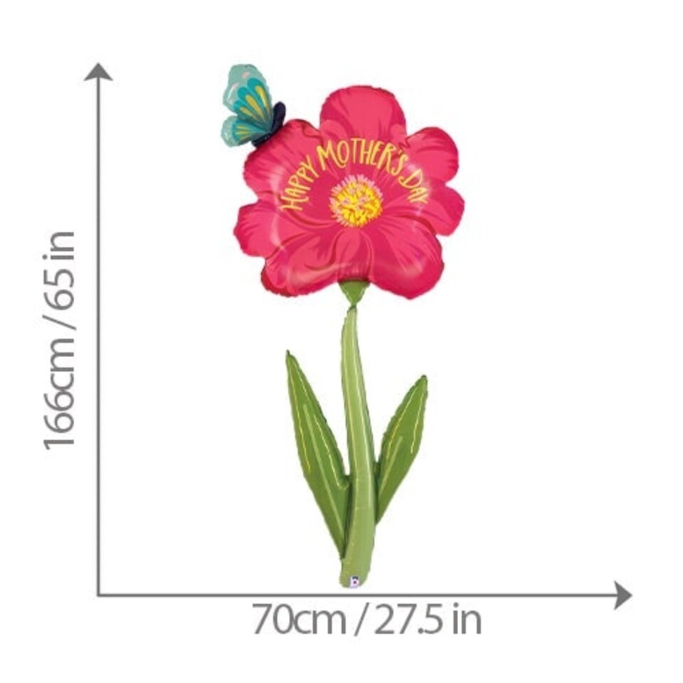 image 1 of Happy Mother's Day Flower and Butterfly Helium Foil Jumbo Balloon 1.6m / 5.3 ft