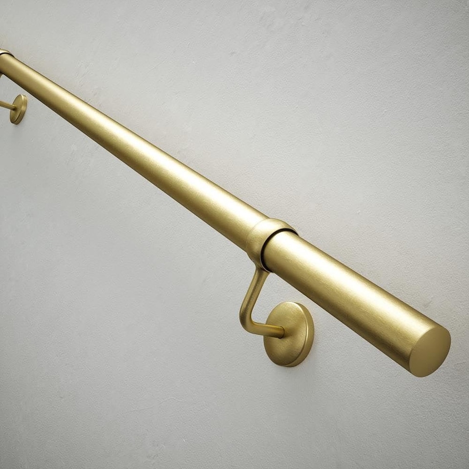 image 1 of Rothley Easy Assembly Stair Handrail Kit Satin Brass 3.6m