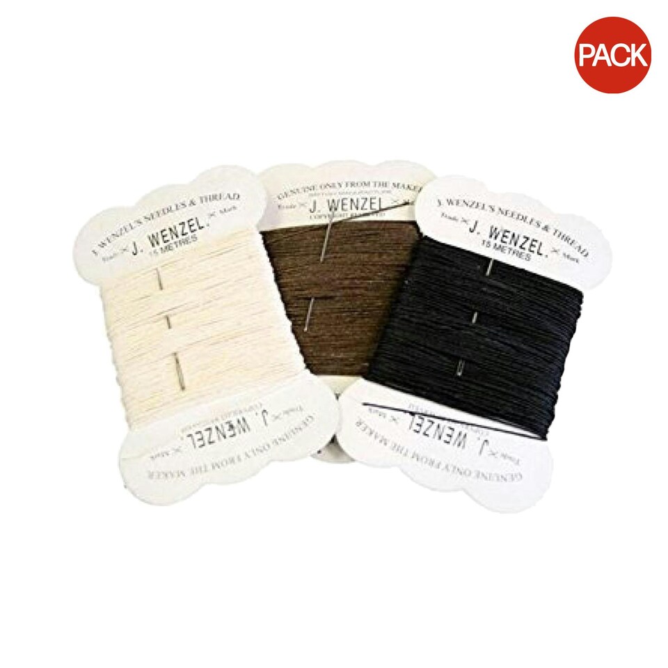 Lincoln Plaiting Thread (Pack of 12) - Black/Brown/White - One Size