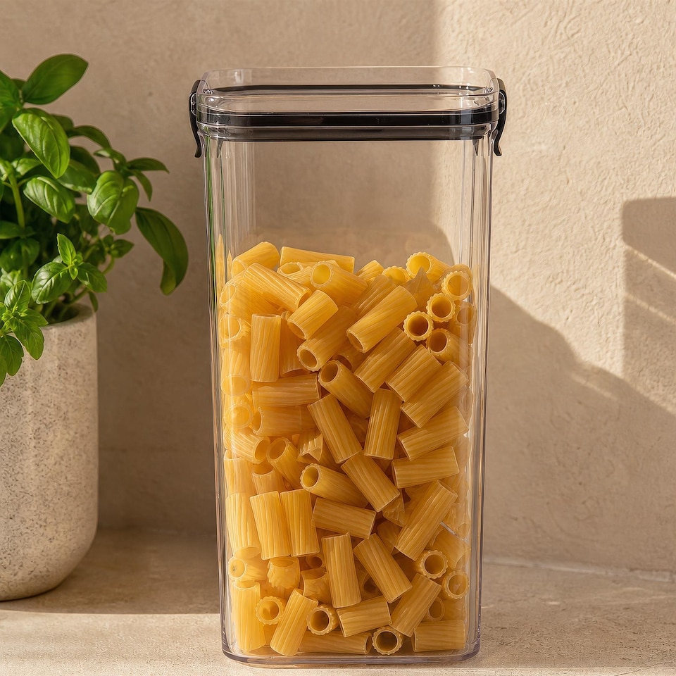 image 1 of Argon Tableware 3x Food Storage Containers - 1.3 Litre - Black Reusable Airtight Stackable Meal Prep Lunch Box with Clip-Lock Lid