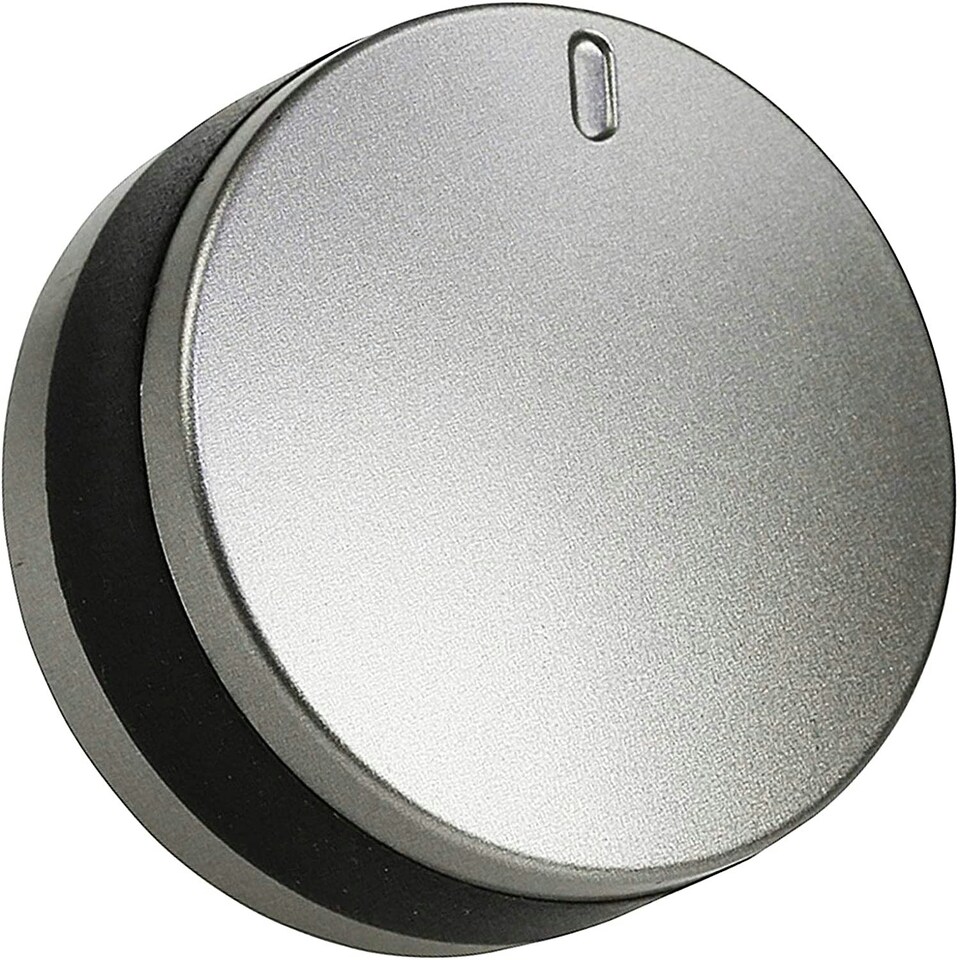image 1 of SPARES2GO Silver/Black Switch Knobs compatible with Lamona LAM3200 LAM3204 LAM3401 Hob Oven Cooker (Pack of 2)