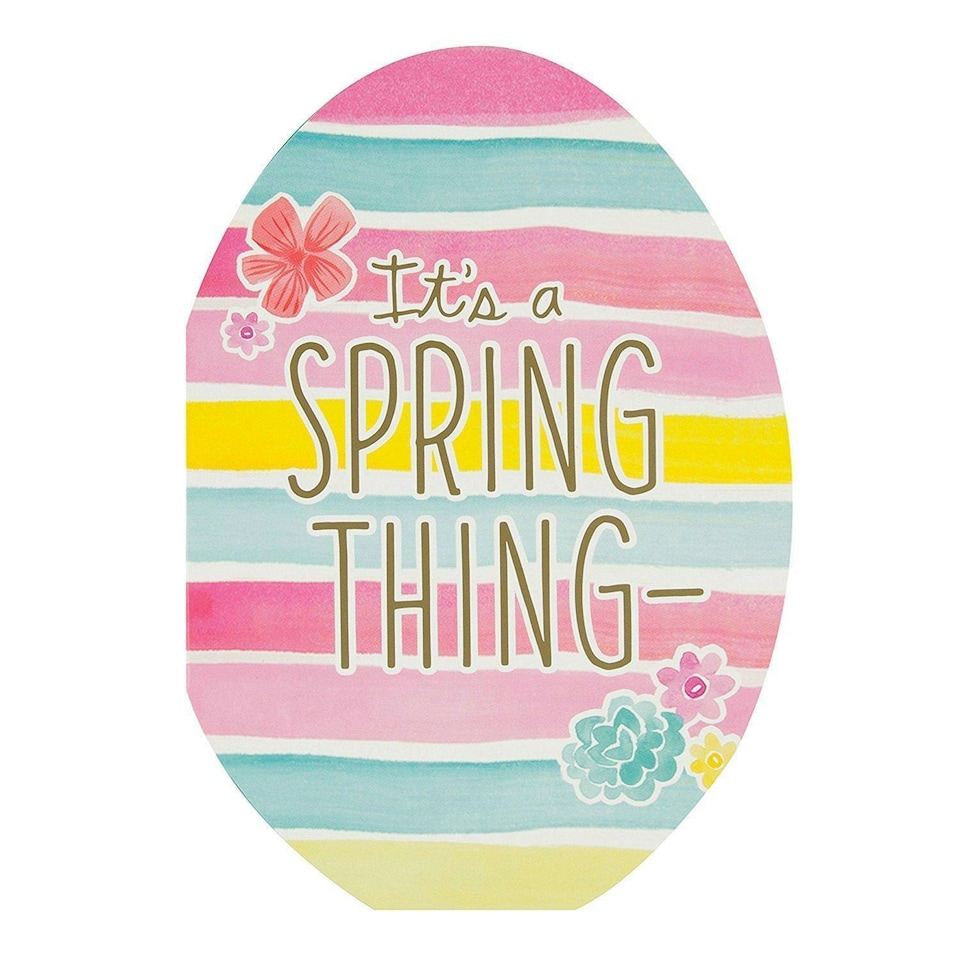 image 1 of Hallmark Contemporary Egg Shaped Easter New Card 'Spring Thing' Small