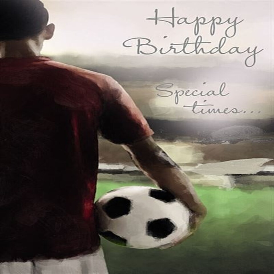 image 1 of Special Times Happy Birthday Card with Man Holding Football