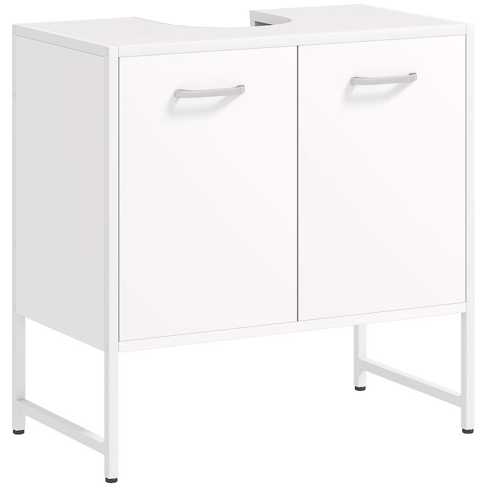 image 1 of HOMCOM Under Sink Bathroom Cabinet, Freestanding Under Sink Cabinet with Soft-Close Doors and Adjustable Shelf for Basin without or with Pedestal, White