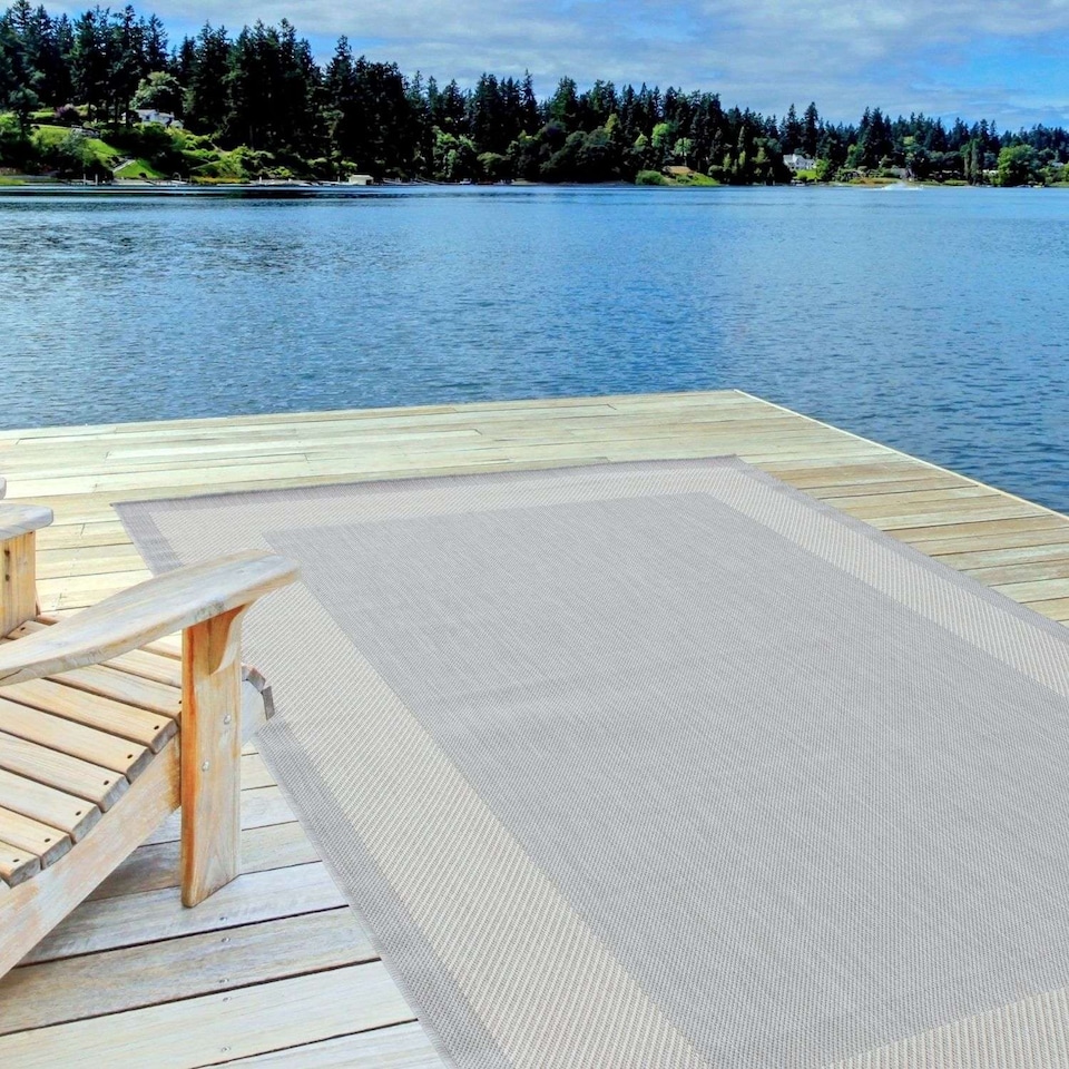 image 1 of The Rugs Outdoor Indoor Bordered Garden Patio Rug Weather Resistant | 200